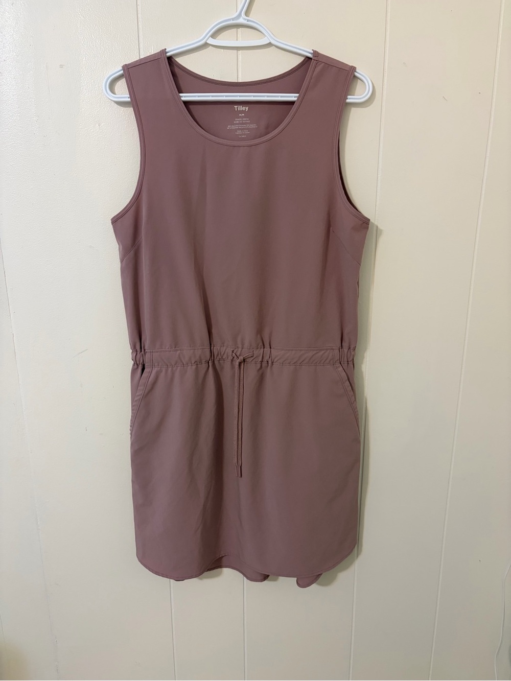 Women's Tilley Sleeveless Drawstring Dress - Dusty Rose, Size Medium
